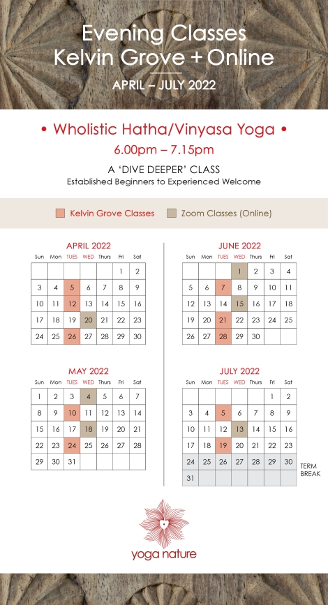 Yoga Nature – 2022 Timetable – April -July KG + Zoom F